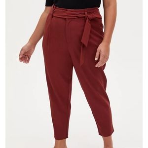 Torrid Self Tie Tapered Auburn Brown Pants sz 16